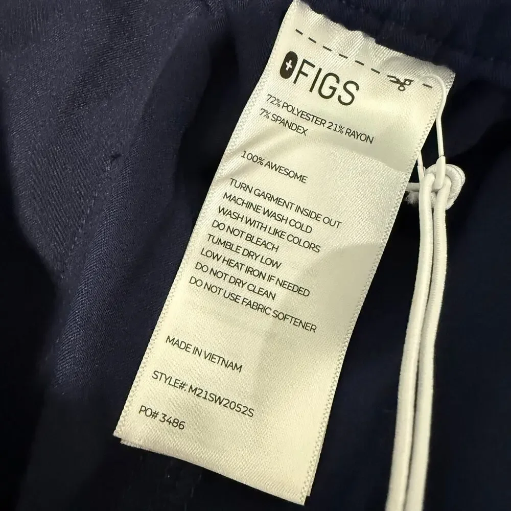 Figs Men's Cairo Scrub Pants Slim Cargo Pockets Navy Blue NEW Medium Short